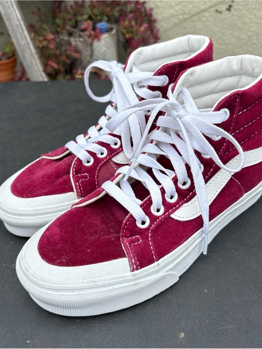 VANS SK8 Hi Beet Red Suede Retro Skateboard Shoes Size 3.5 Men 5 Women
